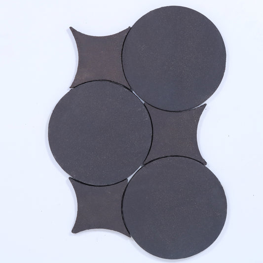 Natural Handmade Terracotta: Circle & Losange (8") Belgian Black