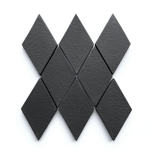 Natural Handmade Terracotta: Diamond (6") Belgian Black