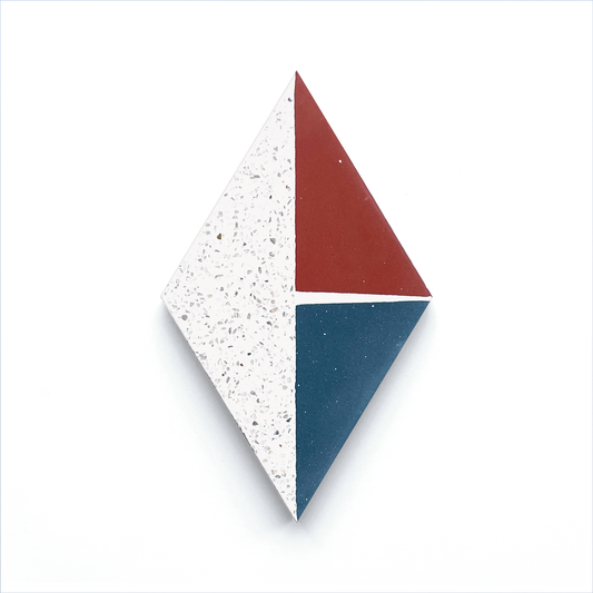 Schooner Diamond  (6" x 10") Terrazzo White/Cherry/Navy