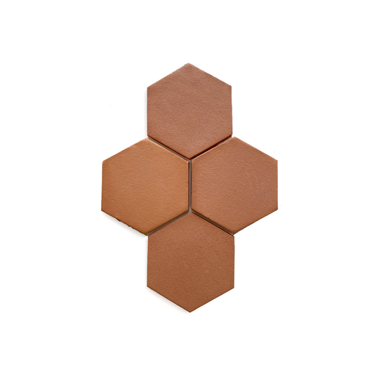 Natural Handmade Terracotta: Hexagon (6") Traditional Red