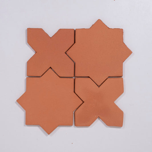 Natural Handmade Terracotta: Star & Cross (8") Traditional Red