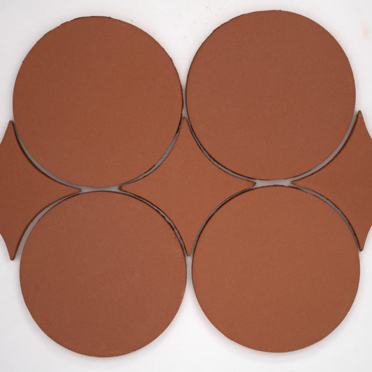 Natural Handmade Terracotta: Circle & Losange (8") Traditional Red